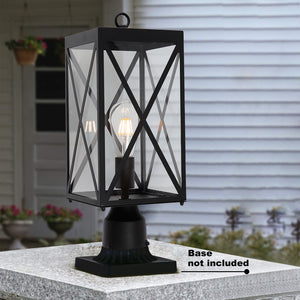 BONLICHT 1-Light Outdoor Post Light Fixture, Black Exterior Post Lantern