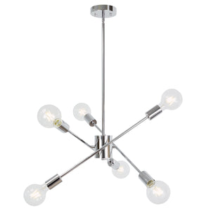 BONLICHT 6 Lights Modern Pendant Light Fixture Hanging Chrome Sputnik Chandelier