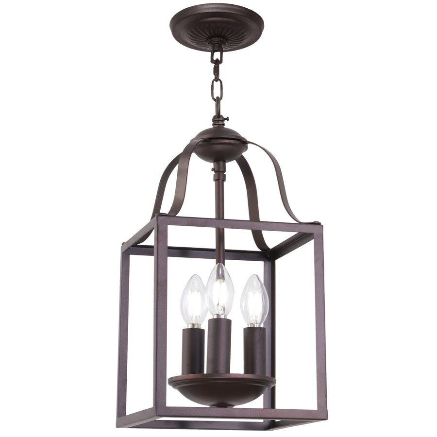 BONLICHT 3-Light Lantern Pendant Light Farmhouse Chandelier Bird Cage 8 Inches Oil Rubbed Bronze