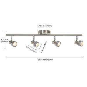 BONLICHT 4 Lights Track Lighting Ceiling Brushed Nickel 50W GU10 Base Bulbs Included
