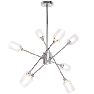 BONLICHT 8 Lights Contemporary Chandelier Sputnik Chrome with Glass Shade