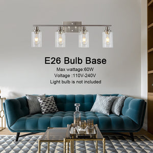 BONLICHT Bathroom Light Fixtures Brushed Nickel 4 Heads Modern Wall Lights