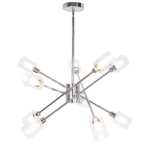 BONLICHT 10 Lights Sputnik Chandelier Chrome with Clear Glass Shade