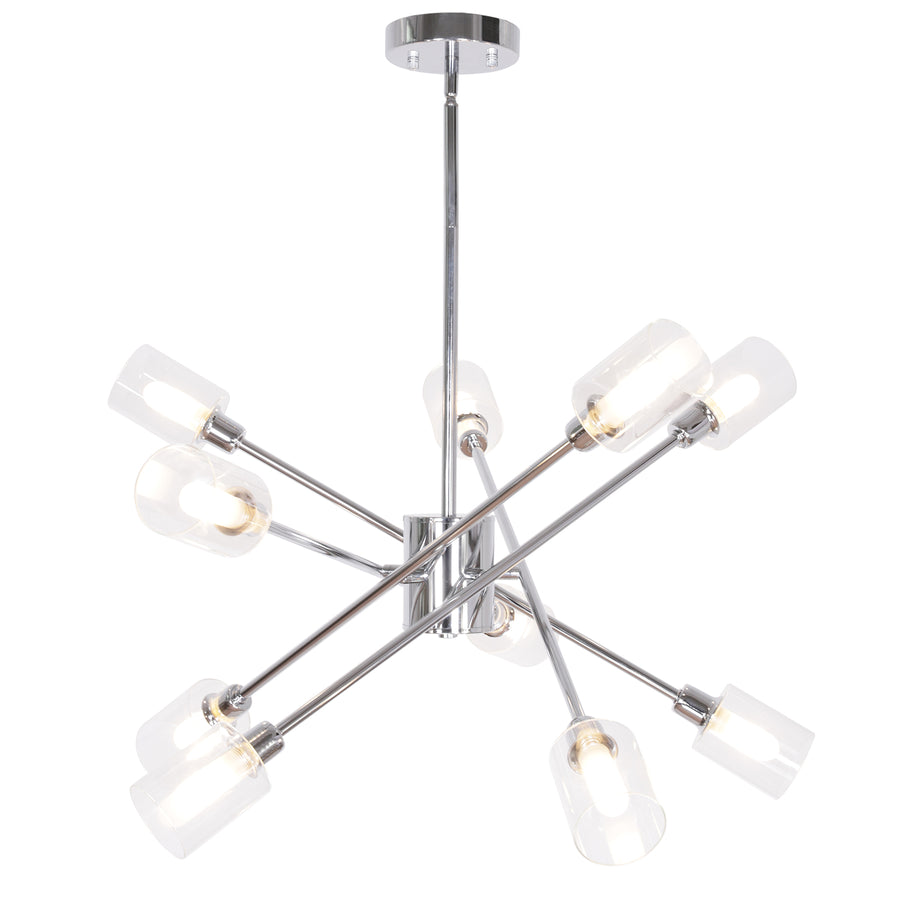BONLICHT 10 Lights Sputnik Chandelier Chrome with Clear Glass Shade