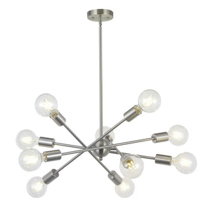 BONLICHT 10 Lights Brushed Nickel Sputnik Chandelier Lighting Mid Century Modern with Adjustable Arms