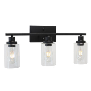 BONLICHT Bathroom Vanity Light Fixtures 3 Lights Wall Sconce Black with Clear Glass Shade