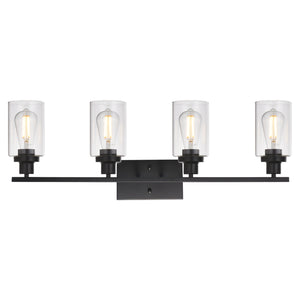 BONLICHT 4 Lights Sconces Wall Lighting Black with Clear Glass Shade