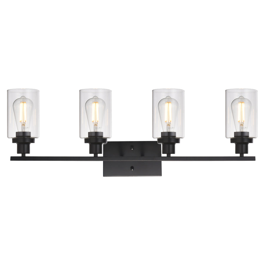BONLICHT 4 Lights Sconces Wall Lighting Black with Clear Glass Shade