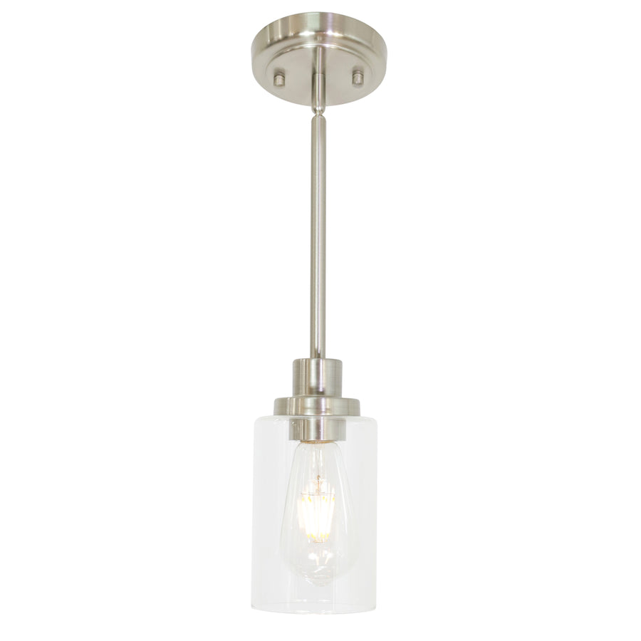 BONLICHT Mini Pendant Lights Brushed Nickel 1-Light with Clear Glass Shade