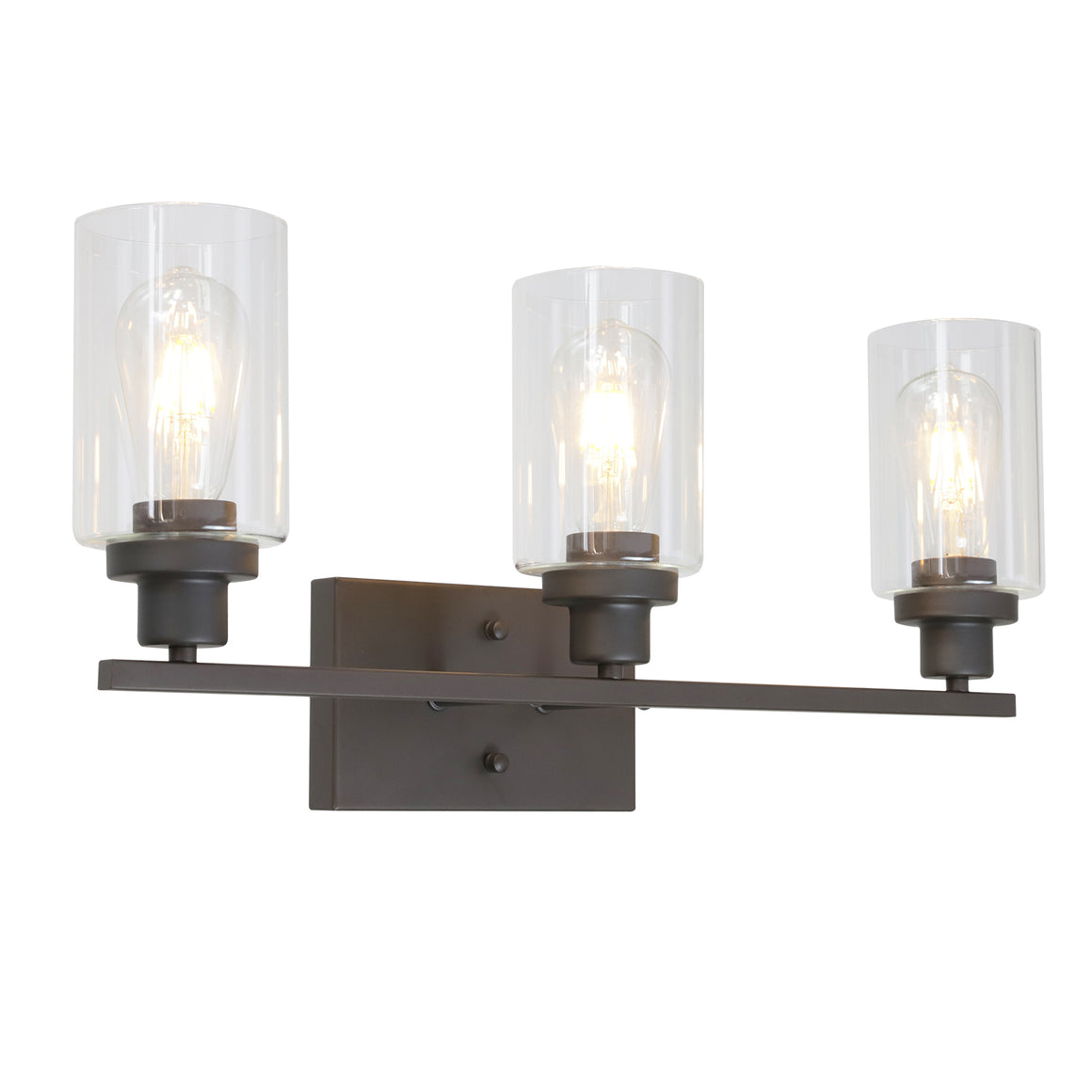 BONLICHT 3 Light Bathroom Vanity Light Oil Rubbed Bronze with Clear Glass Shade Sconces
