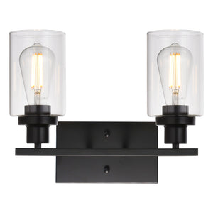 BONLICHT 2-Light Black Wall Sconce Industrial Vintage with Clear Glass Shade and Metal Base
