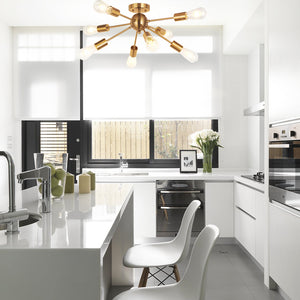 BONLICHT 8-Light Modern Sputnik Chandelier Brushed Brass Semi Flush Mount