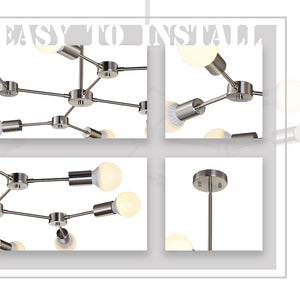 BONLICHT Mid Century Modern Chandelier Sputnik 8-Light Brushed Nickel