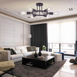 BONLICHT Semi Flush Mount Ceiling Light 6 Lights Oil-Rubbed Bronze Sputnik Starburst Style Ceiling Lamp