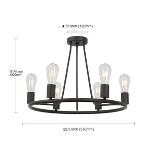 BONLICHT 6 Light Vintage Round Chandelier Oil -Rubbed Bronze