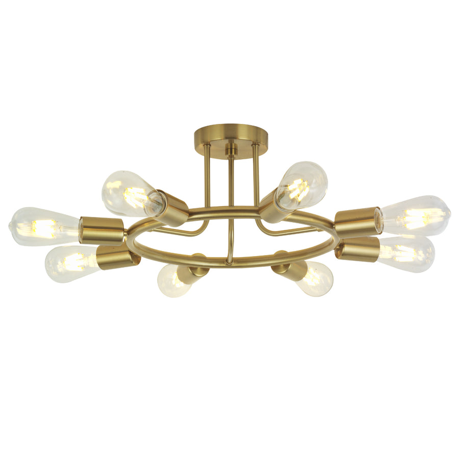 BONLICHT 8 Lights Sputnik Chandelier Lighting Brushed Brass Semi Flush Mount Ceiling Light