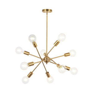 BONLICHT  Modern Sputnik Chandelier Lighting Brushed Brass 10 Lights with Adjustable Arms
