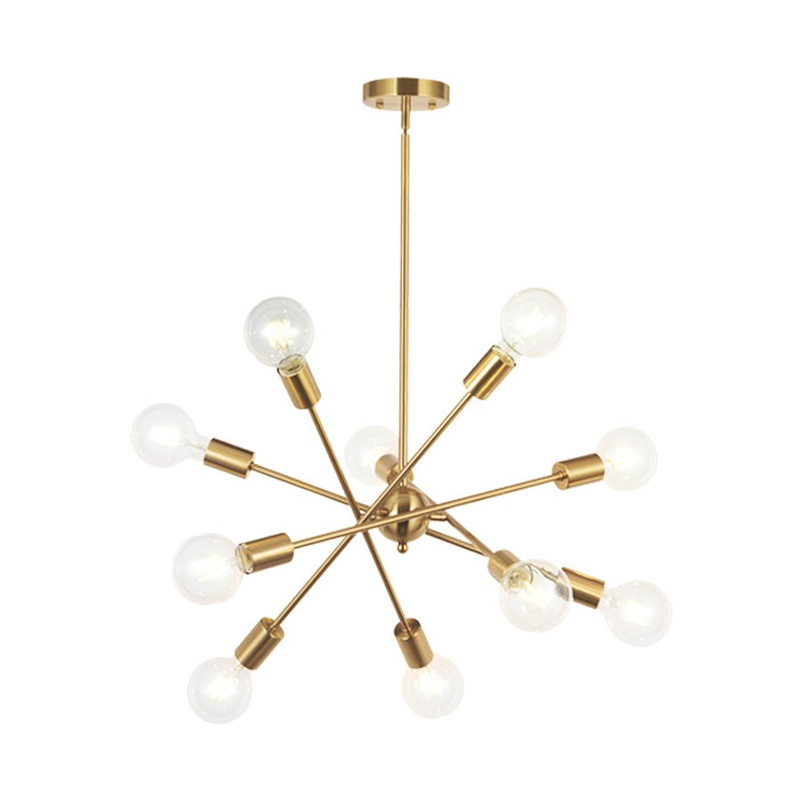 BONLICHT  Modern Sputnik Chandelier Lighting Brushed Brass 10 Lights with Adjustable Arms