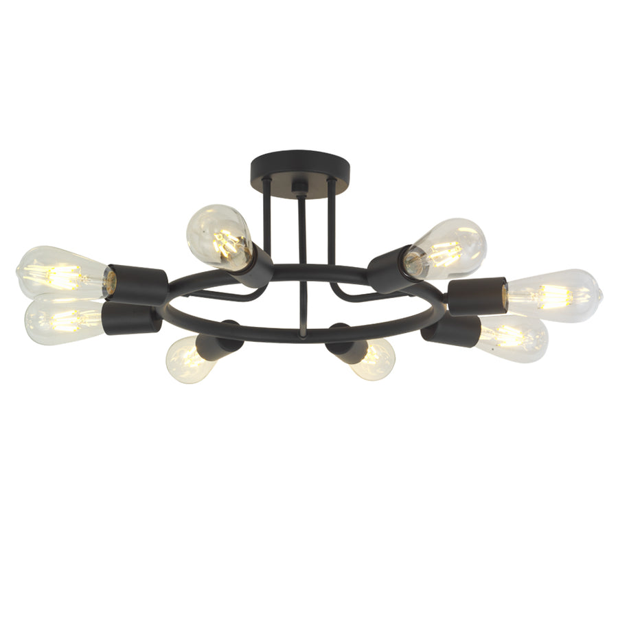 BONLICHT 8 Lights Industrial Semi Flush Mount Ceiling Light Black
