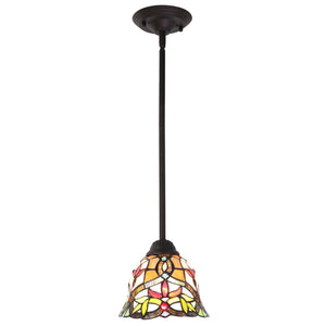BONLICHT Tiffany Lighting Victorian, 1-Light Stained Glass Pendant Light Mini with 7.5 Inches Shade