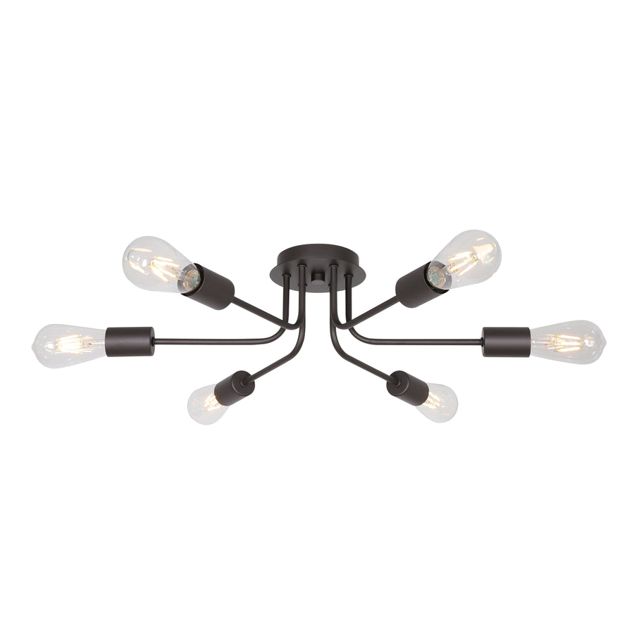 BONLICHT 6 Light Sputnik Chandelier Oil Rubbed Bronze Ceiling Light Semi Flush Mount
