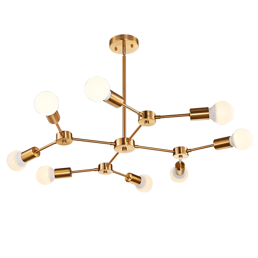 BONLICHT Brass Sputnik Chandeliers 8-Light Mid Century Modern Lighting