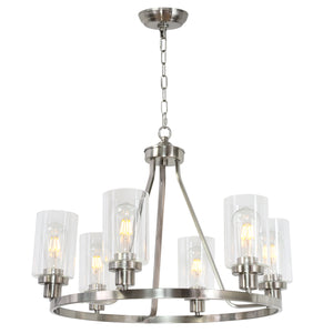 BONLICHT 6 Lights Round Chandelier Brushed Nickel