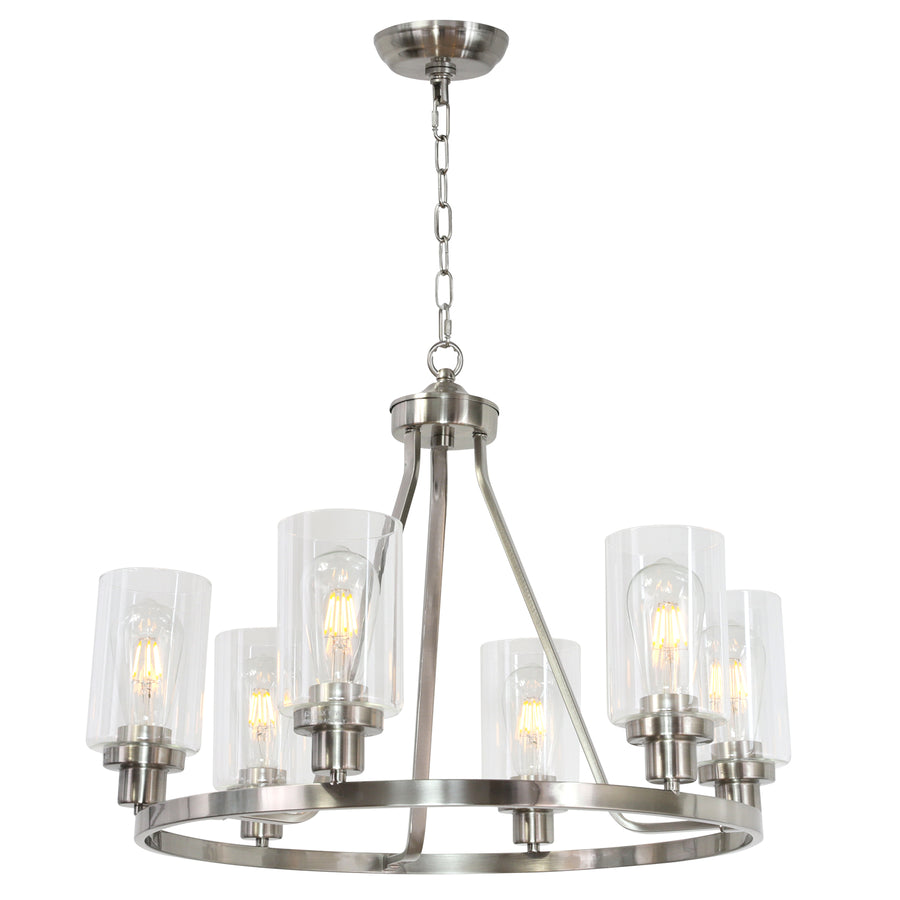 BONLICHT 6 Lights Round Chandelier Brushed Nickel