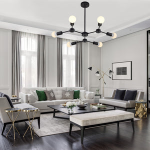 BONLICHT Sputnik Chandeliers 6-Light Black Industrial Style