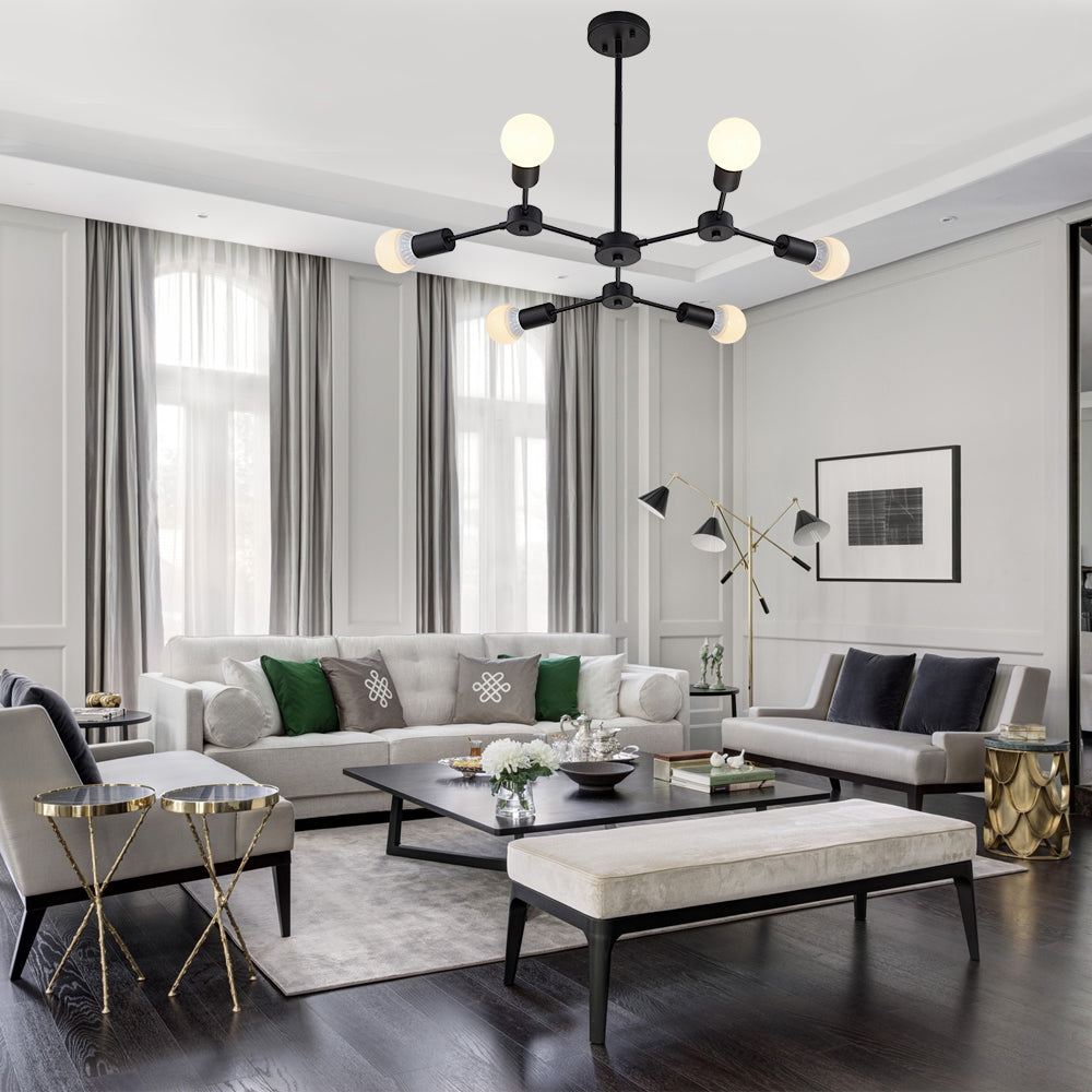 BONLICHT Sputnik Chandeliers 6-Light Black Industrial Style