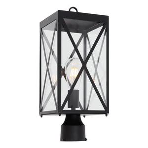 BONLICHT 1-Light Outdoor Post Light Fixture, Black Exterior Post Lantern