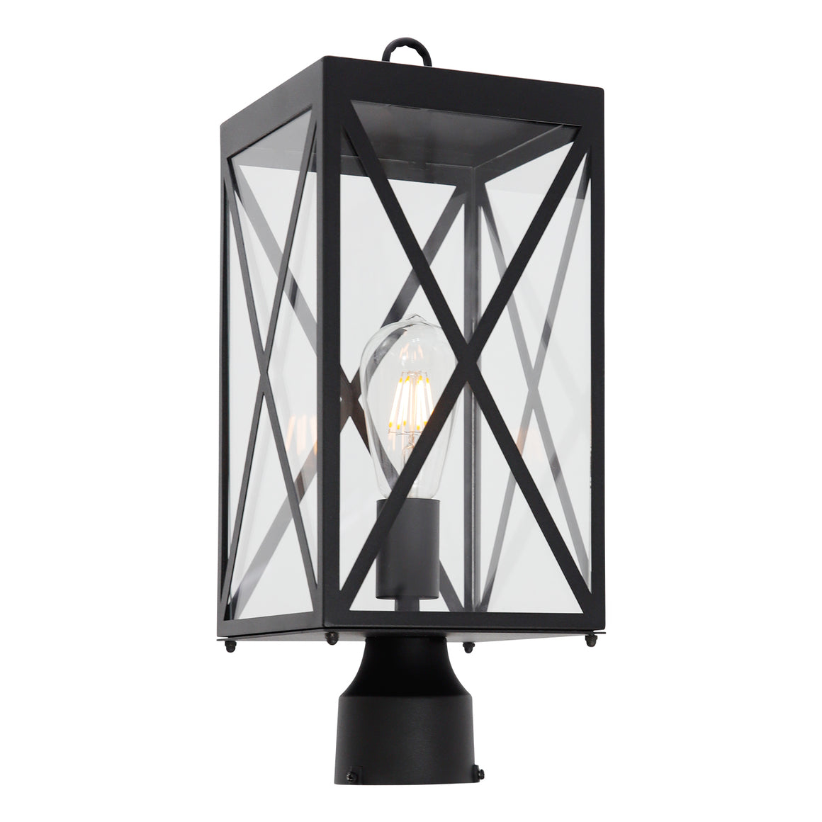 BONLICHT 1-Light Outdoor Post Light Fixture, Black Exterior Post Lantern