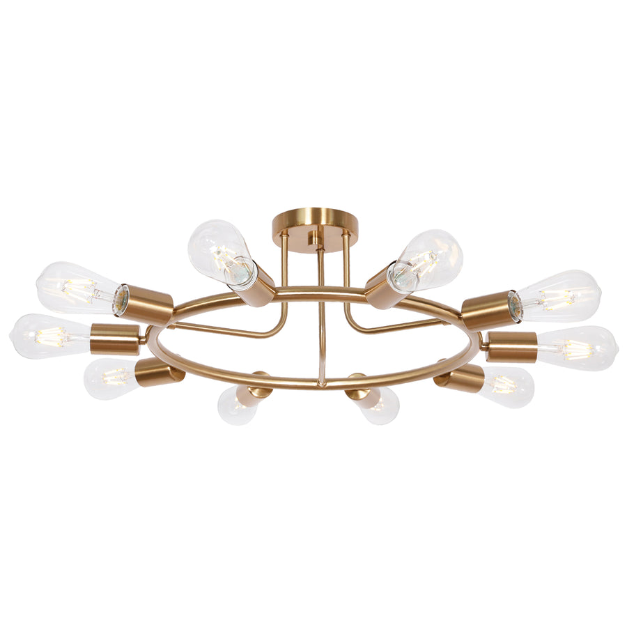 BONLICHT Modern Ceiling Light 10-Light Brushed Brass Sputnik Chandelier Lighting 