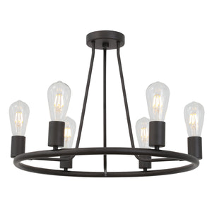 BONLICHT 6 Light Vintage Round Chandelier Oil -Rubbed Bronze