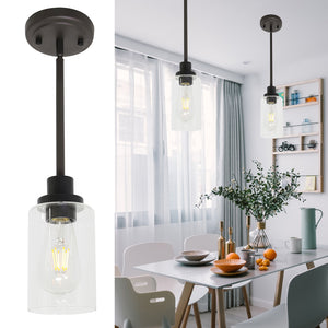BONLICHT 1-Light Glass Pendant Light Industrial Edison Style Oil Rubbed Bronze Finish