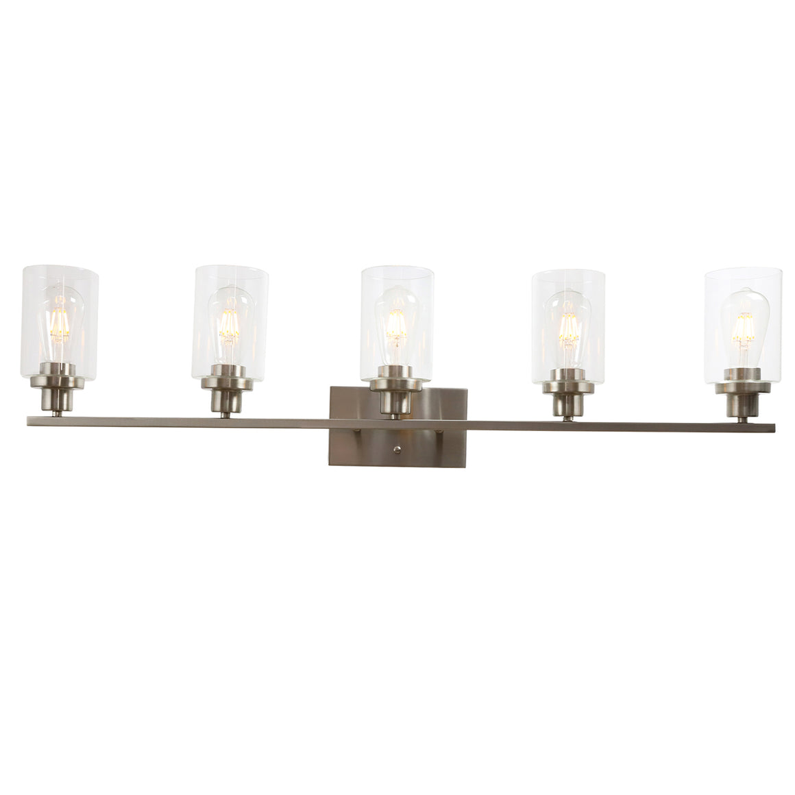 BONLICHT 5-Light Bathroom Vanity Light Brushed Nickel Wall Sconce Modern Light Fixtures Wall Mount with Clear Glass Shade
