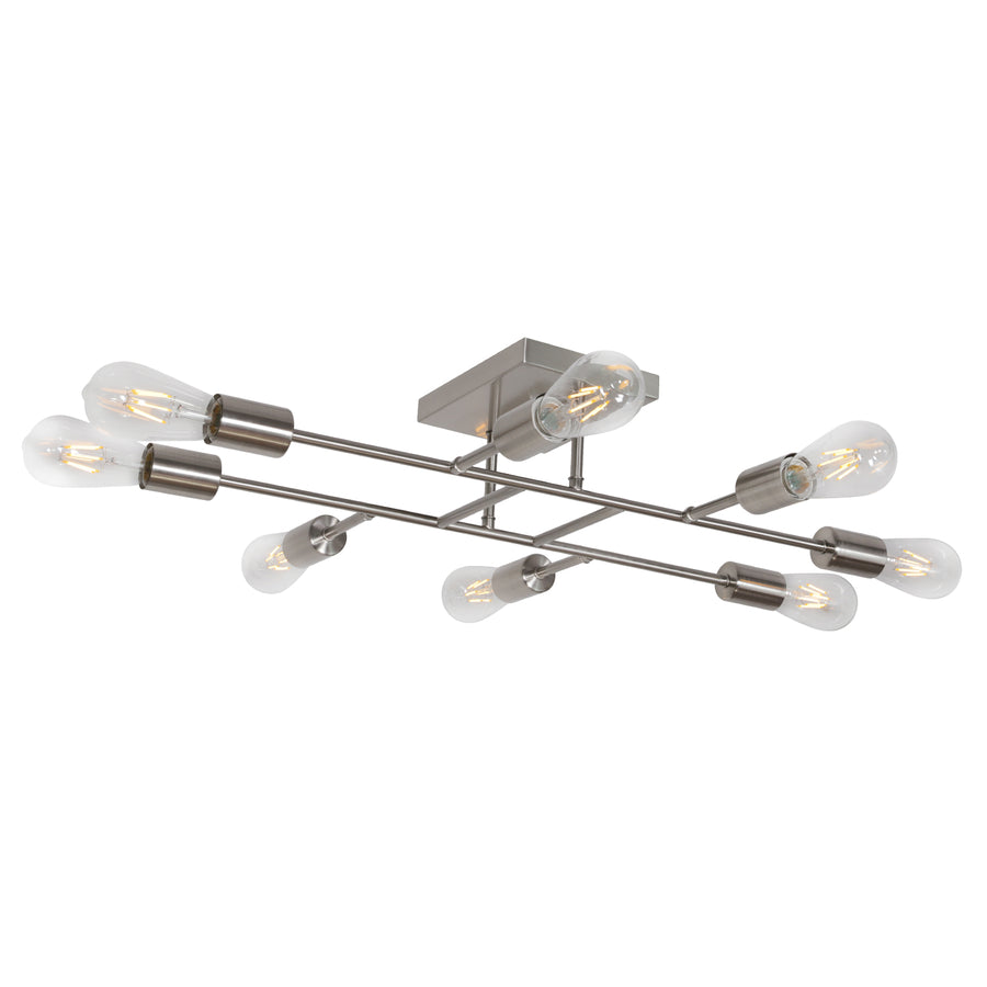 BONLICHT 8 Light Modern Ceiling Light Brushed Nickel Sputnik Chandelier