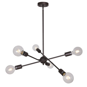 BONLICHT Sputnik Chandelier 6 Lights Oil-Rubbed Bronze Vintage Pendant Lighting