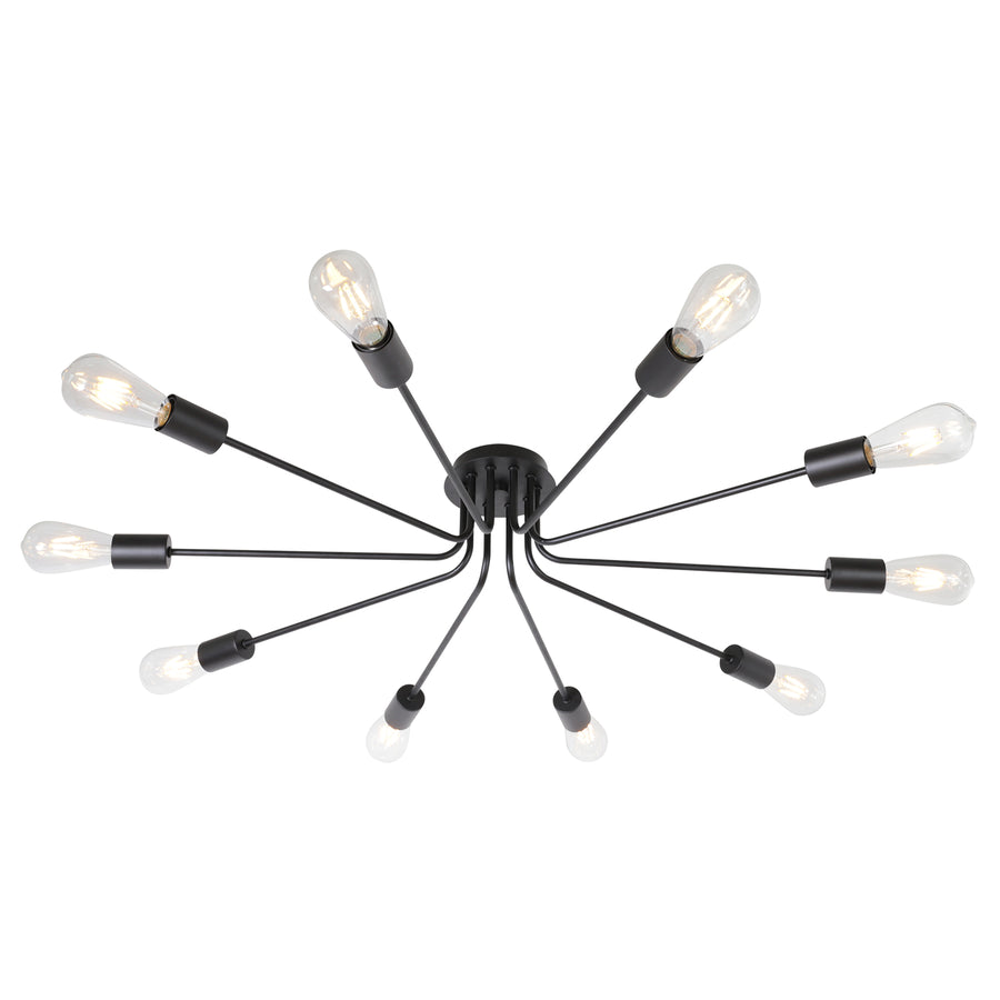 BONLICHT 10 Lights Black Sputnik Chandelier Lighting Ceiling Light Vintage Style