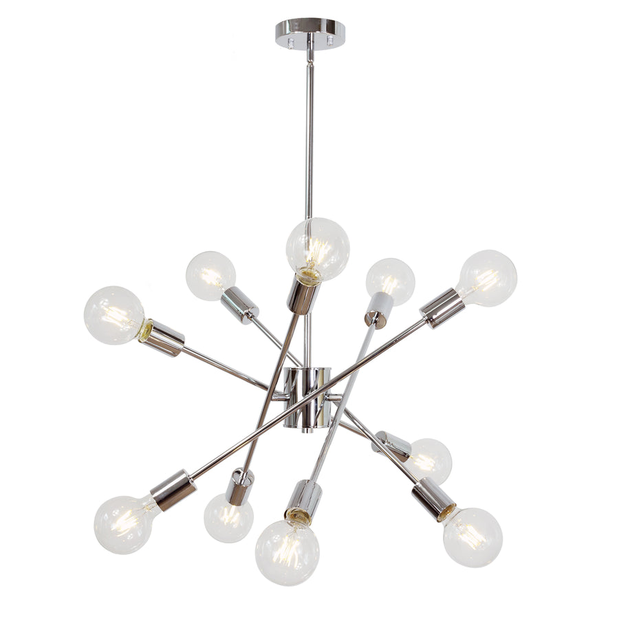 BONLICHT Large Chandelier Lighting Sputnik Flush Mount 10 Lights Chrome