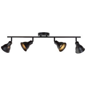 BONLICHT 4-Light Track Lighting Black, Spotlights Kitchen Light Fixtures Ceiling, 35W GU10 Base Halogen Bulbs Included