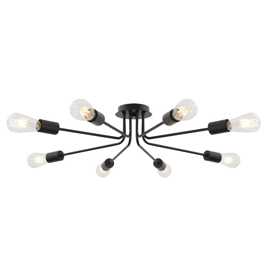 BONLICHT 8 Light Ceiling Light Industrial Metal Black Sputnik Chandelier