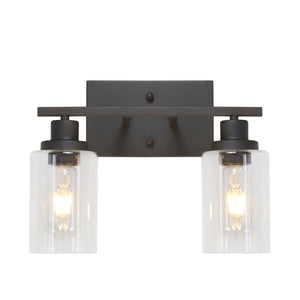 BONLICHT 2-Light Industrial Bathroom Lighting Oil Rubbed Bronze with Clear Glass Shade