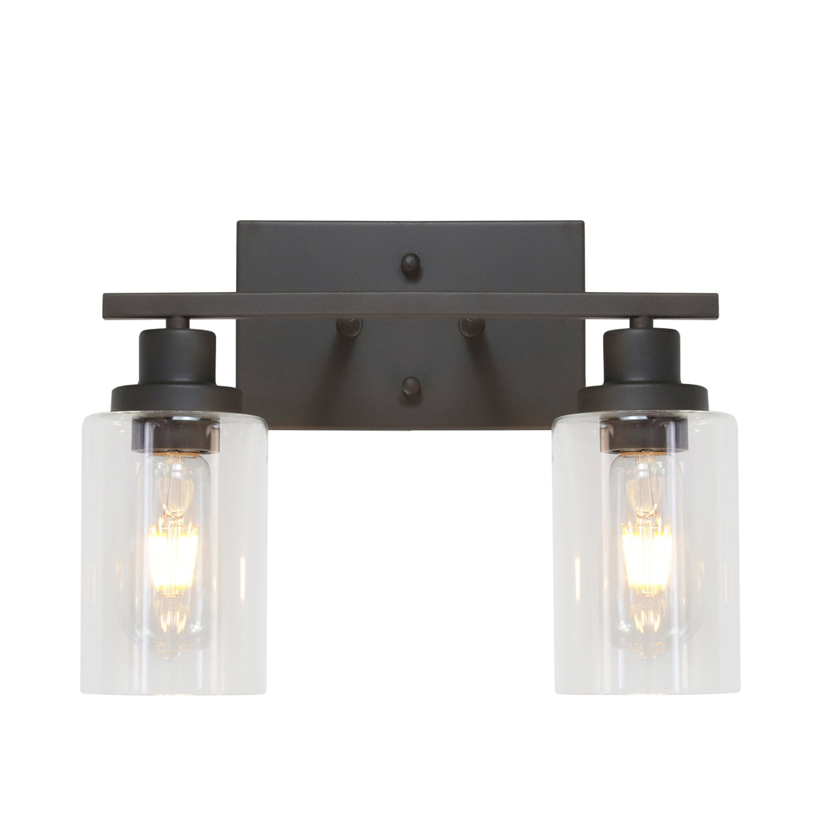BONLICHT 2-Light Industrial Bathroom Lighting Oil Rubbed Bronze with Clear Glass Shade