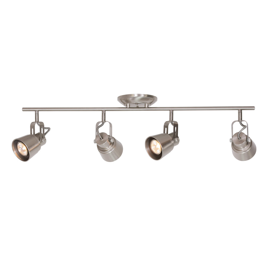 BONLICHT 4 Lights Ceiling Track Lighting Kit Brushed Nickel, 35W GU10 Base Halogen Bulbs Included