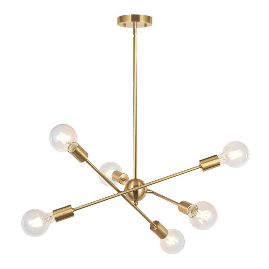 BONLICHT 6 Lights Modern Sputnik Chandelier Brushed Brass