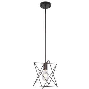 BONLICHT One-Light Industrial Pendant Light Polygon Wire Oil Rubbed Bronze Finish