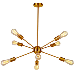 BONLICHT Sputnik Chandelier 8-Lights Brass Modern Pendant Lighting