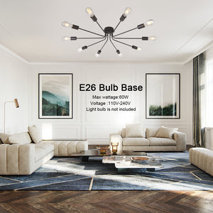 BONLICHT 10 Light Oil Rubber Bronze Sputnik Chandelier Lighting Semi Flush Mount Ceiling Light Industrial