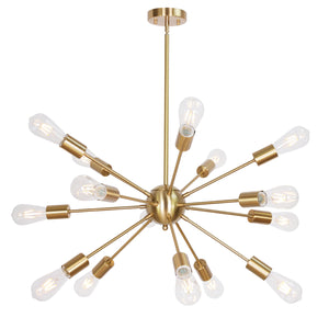 BONLICHT 15 Lights Sputnik Chandeliers Brushed Brass Mid Century